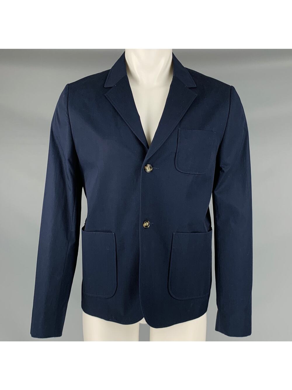 CARVEN Size 40 Navy Cotton Single Breasted Jacket